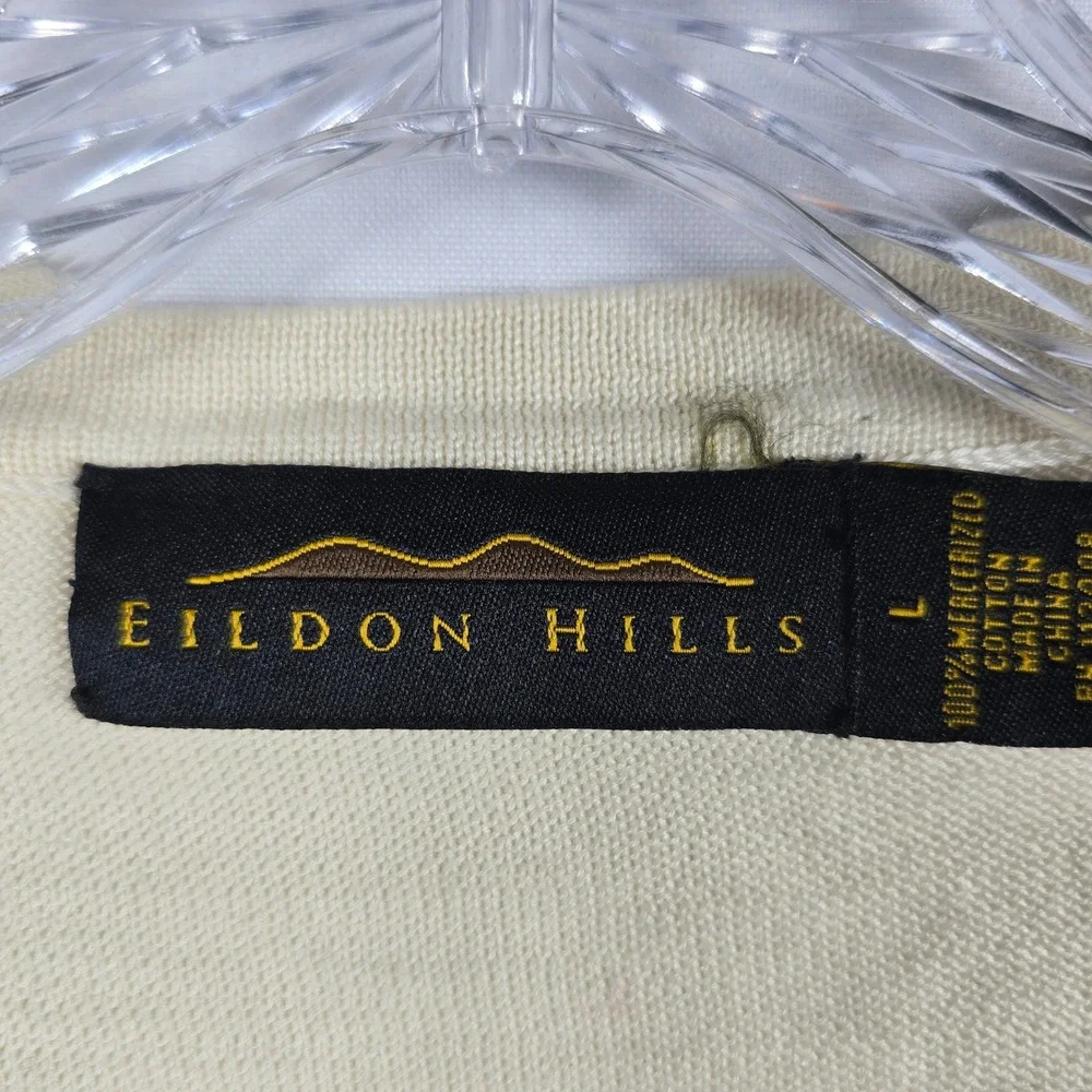 Eildon Hills Sweater Vest Men Large Ivory Merino‎ Wool V-Neck Sleeveless Knit